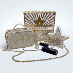 Dior 2025年聖誕金鏈化妝袋套裝 (#012 Rosewood)