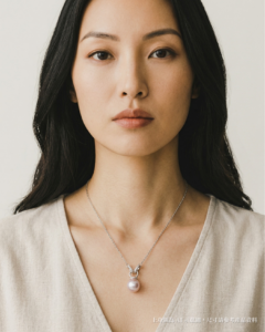 11mm 天然淡水珍珠配925純銀頸鏈