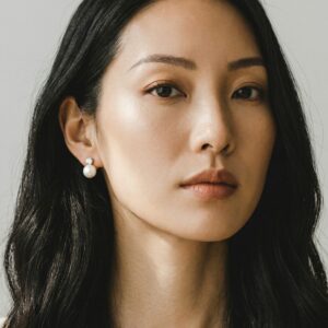 5-6mm 天然淡水珍珠莫桑石簡約耳環