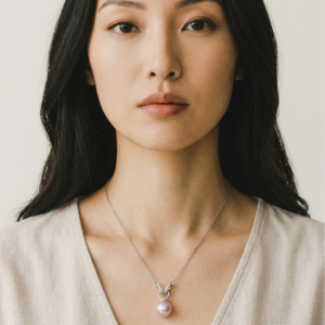 11mm 天然淡水珍珠配925純銀頸鏈