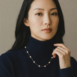 5mm 天然淡水珍珠配925純銀頸鏈